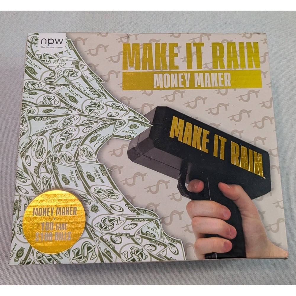 NPW Make It Rain Money Maker Unisex OS Black New Party Novelty Gun 100 Bills